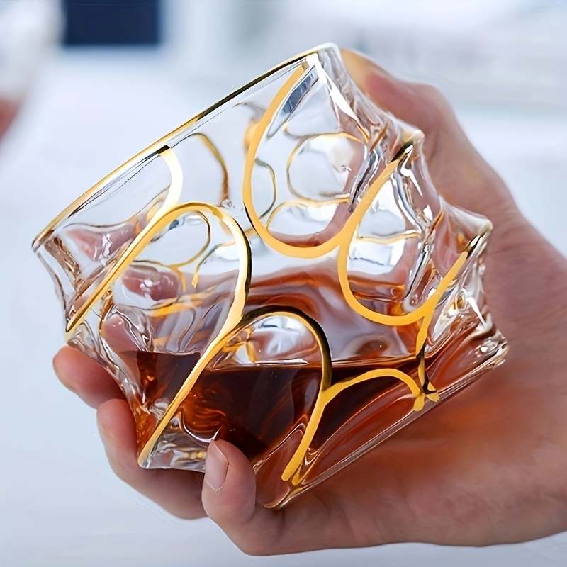 Whisky Beer And Wine - Bicchiere da Whisky con Linea Dorata,